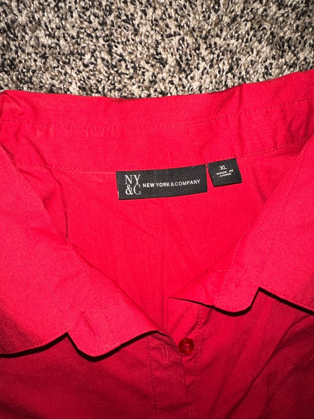 New York & Company Vibrant Red Collared Button Shirt